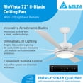 thumbnail image 2 of Delta Breez RioVista 72" 8 Blade Ceiling Fan with LED light & Remote, White, 2 of 11
