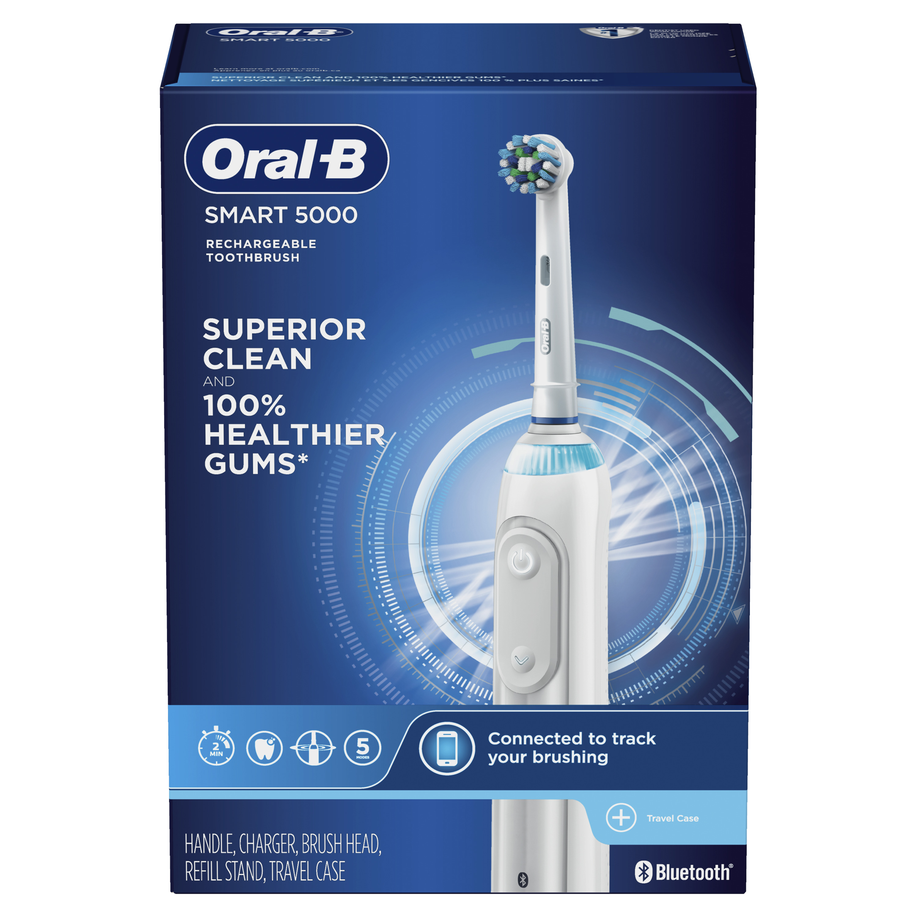 Oral-B 5000 SmartSeries Electric Compact Head Toothbrush, Rechargeable, White, Adults & Children 3+ - image 2 of 22