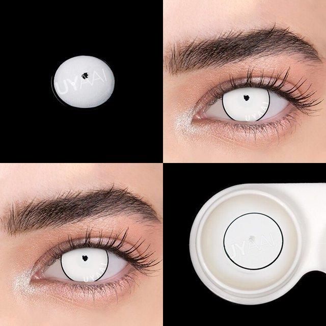 UYAAI-lentes de contacto para ojos, lentes de Color negro para Halloween, Cosplay, vampiro, pupilas blancas, Anime, ojo rojo, 1 par