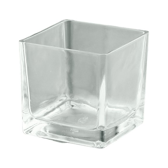 CC Home Furnishings 4" Clear Square Handblown Glass Vase