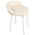 thumbnail image 3 of Cute Vanity Chair with Gold Bese, Makeup Desk Chair with Low Back for Small Space, Leather Modern Vanity Stool for Bedroom Dress Room, White(Rotatable), 3 of 7