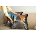 thumbnail image 2 of Ambesonne Vintage Throw Pillow Cover 2 Pack, Old Town Bridge Night, 18", Grey Orange, 2 of 5