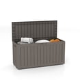 thumbnail image 2 of Decksplore 90 Gallon Outdoor Storage Box, Lockable, UV-Resistant, HDPE Waterproof Deck Box, Outdoor Storage Bench for Cushions, Garden Tools (Coffee), 2 of 13