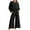Black-04, variant on Owordtank 2 Piece Pants Set for Women Loose Fit with Pockets Tops Long Sleeve Solid Color Cotton Linen Round Neck Pants