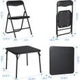 thumbnail image 2 of Folding Card Table and Chair Set of 5, Upholstered Foldable Table and Chair Set, Portable Metal Frame Children's Activity Table and Chairs Set for Eating, Reading, Playing, Black, 2 of 8