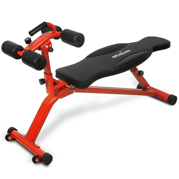 STOZM Adjustable Sit Up Bench/Weight Bench, Workout Station with Large Backrest for Full-Body Workout & Strength Training - Support up to 330lbs (Red), H10H