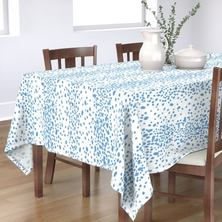 

Cotton Sateen Tablecloth 70 x 108 - Dots Dragon Blue Spots Animal Paint Sky White Print Abstract Splatter French Home Print Custom Table Linens by Spoonflower