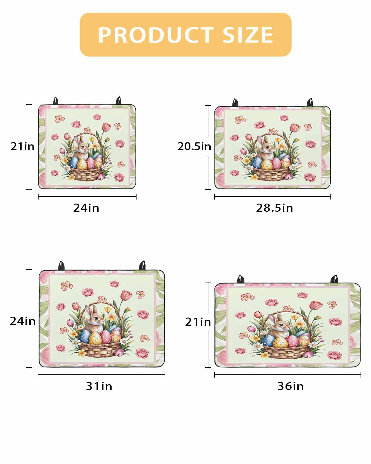 Large Induction Cooktop Protector Mat Easter Stove Top Covers for Electric Stove, Spring Rabbit Colorful Eggs Flowers Leaves Plants Decorative Stove Burner Cover Mats, Glass Top Stove Cover