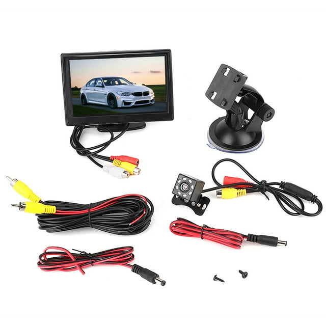 Reproductor de automóvil, Pantalla HD de 5 pulgadas Cámara de reversa Reproductor de cámara de respa 8LED Cámara impermeable de visi Cámara De Reversa Spptty electrónica del vehículo