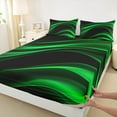 thumbnail image 3 of Manfei Modern Geometric Artistic Full Size Sheets,Stripes Lines Aesthetic Bed Sheets,Neon Green Black Sheet Sets For Girl Kids,Microfiber Bedroom Decor,4pcs, 3 of 7