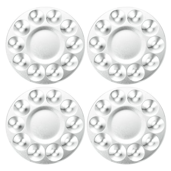Uxcell 4pcs Paint Palette Tray 6.7" 10 Wells Aluminum Round Paint Mixing Pallet for Painting