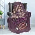 thumbnail image 4 of Saying Soft Flannel Fleece Throw Blanket, What You Seek is Seeking You Typography with Distressed Look, Cozy Plush for Indoor and Outdoor Use, 50" x 70", Mauve Taupe Multicolor, by Ambesonne, 4 of 5