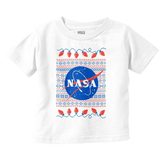 Ugly Christmas Pattern NASA Logo Toddler Boy Girl T Shirt Infant Toddler Brisco Brands 6M