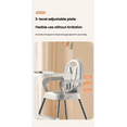 thumbnail image 3 of Sunny Babe 3 in 1 Baby High Chair Portable Baby Dining Chair Kids Stool Toddler Booster Seat with Removable Tray, 5-Point Harness,Ages 6-36 Months,Gray, 3 of 12