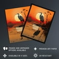 thumbnail image 2 of Heron in Coastal Landscape Lake Sunset Red Orange Artwork Extra Large XL Wall Art Poster Print, 2 of 5