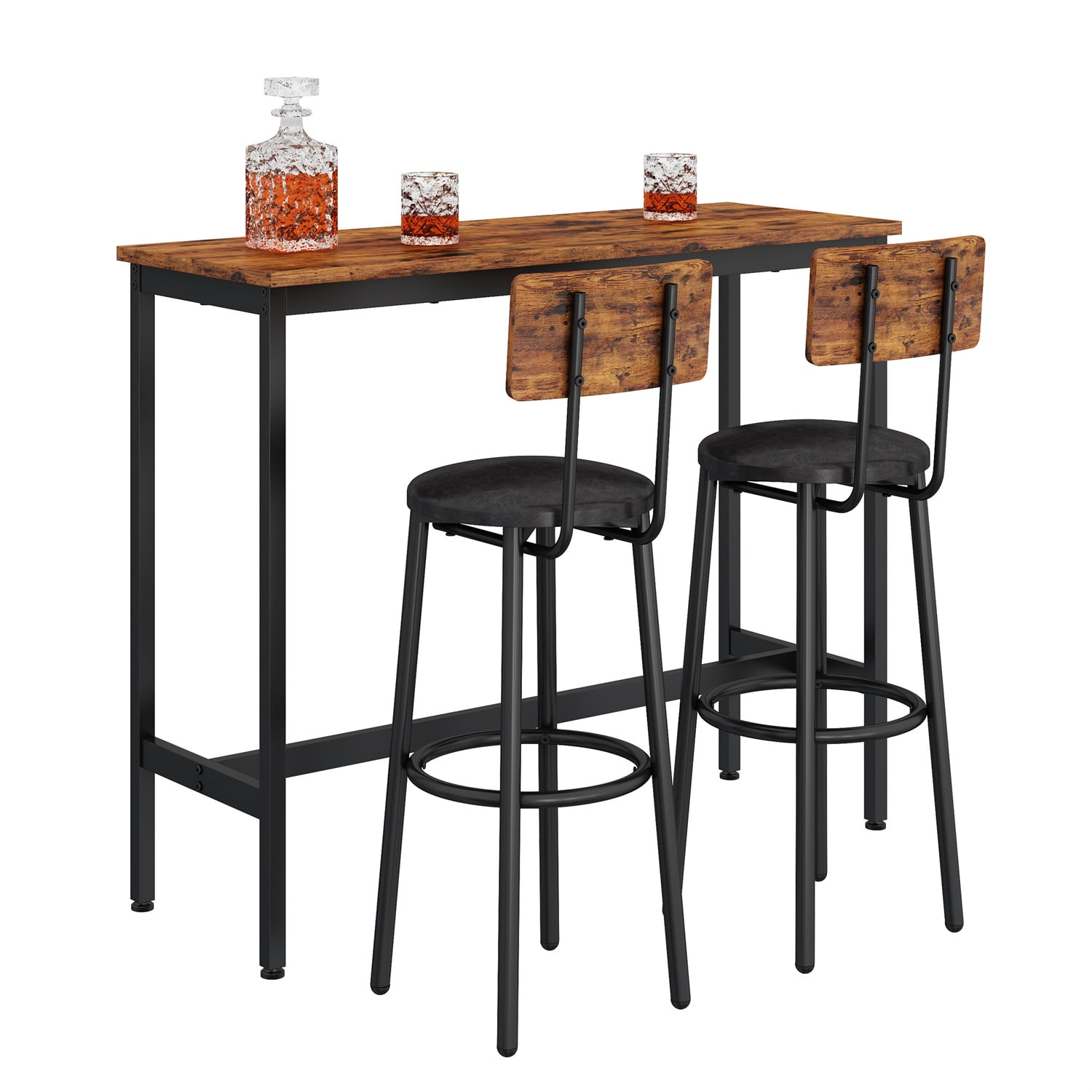 Kadyn 3 Piece Pub Dining Set, Modern Bar Table and Stools for Living Room Small Space Restaurant, Rustic Brown Kadyn 3 Piece Pub Dining Set, Modern Bar Table and Stools for Living Room Small Space Restaurant, Rustic Brown
