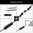 thumbnail image 4 of 5Pc IP68 Waterproof 2 Way 3-Core Junction Box Electrical Cable Connector M16 Wire Range(3.5-10mm), for Outdoor Repair, 4 of 9