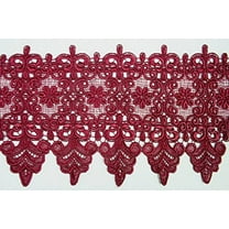 Altotux 5 & 1/8" Gray Green Lilac Burgundy Embroidered Venice Lace Trim By 15" (BURGUNDY)
