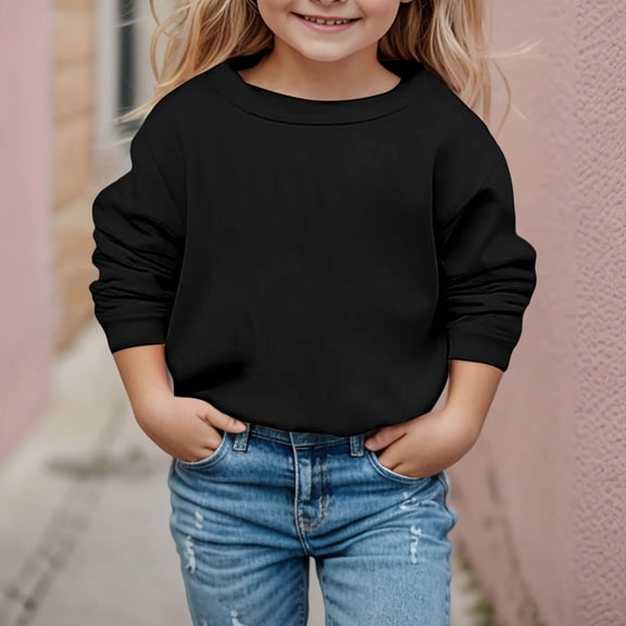 LIUYUNNN Teen Boys Sweatshirt Long Sleeve Pullover Black Sweatshirt Kids Crewneck Pullover Tops Fall Winter Clothes Little Girl Clothes14-15 Years Boys Girls Fall Outfits