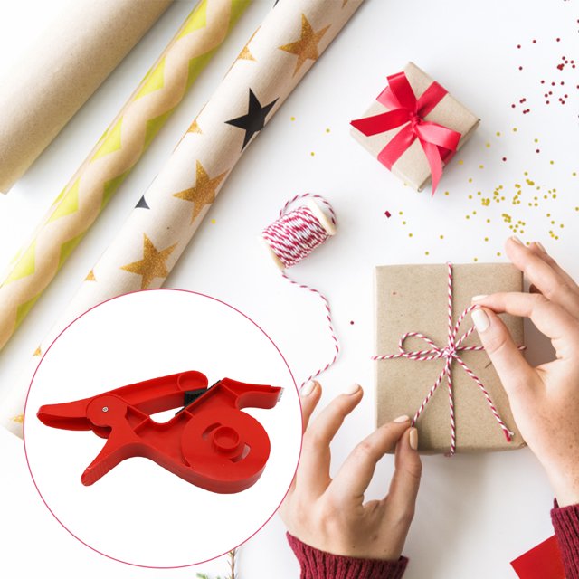 Soporte de cinta Dispensador de cinta, abrazadera de papel de regalo para embalaje de regalos de Navidad (rojo), 1 ud.