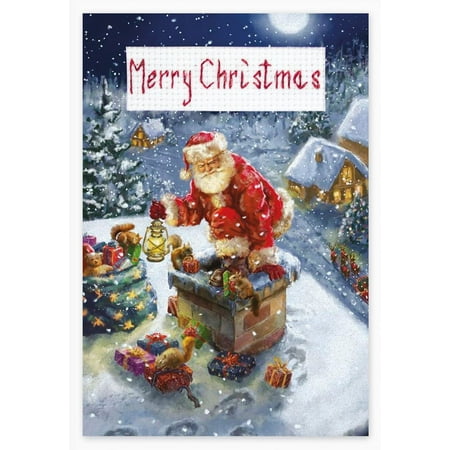 UPC: 4840746034398 | Counted Cross-Stitch Kit Post Card with Cross Stitch SP-93 Needlework Christmas By Luca-S White Red