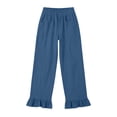 thumbnail image 5 of Oiangi Womens Wide Leg Pants Elastic Waist Cotton Linen Trousers Ruffled Hem Smocked Pant with Pockets Navy XL, 5 of 5