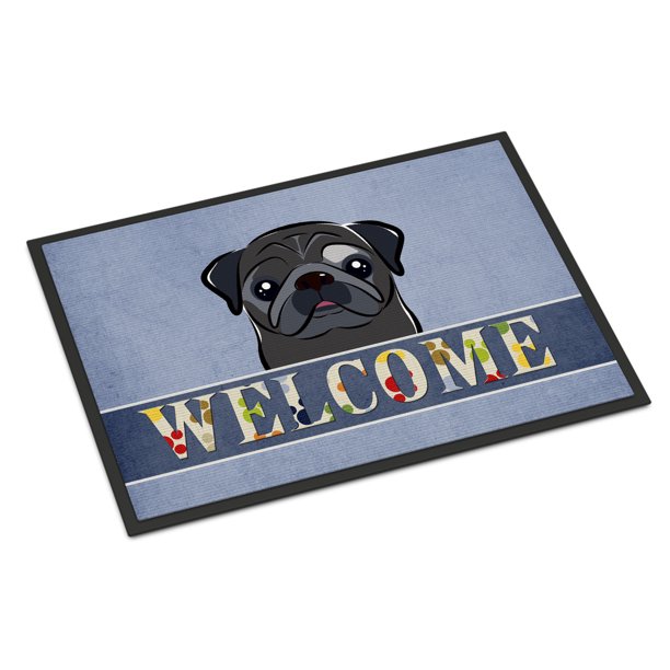 Black Pug Door Mat