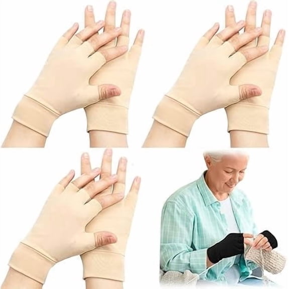 3 Pairs Fingerless Elderly Thin Skin Protector Gloves Protective Arm Wrist Coverage Medium
