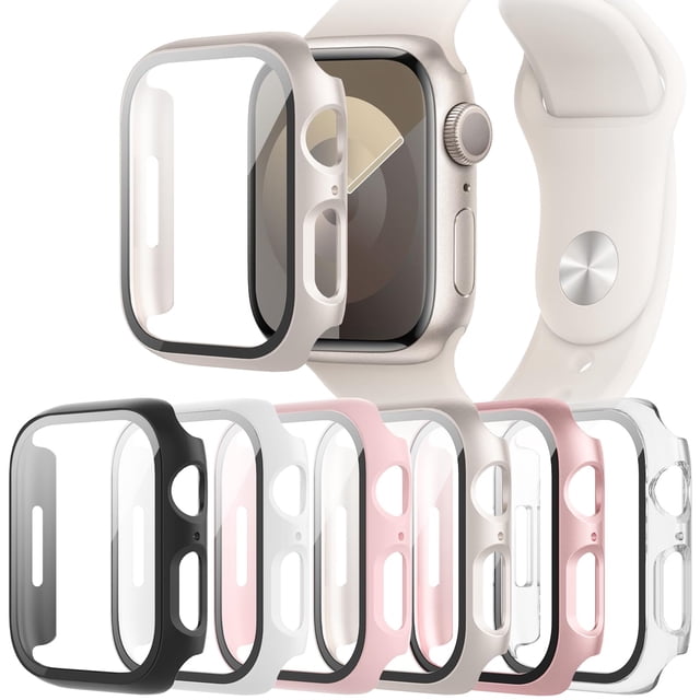 Paquete de 6 fundas QCKANLJ compatibles con Apple Watch de 40 mm con cristal