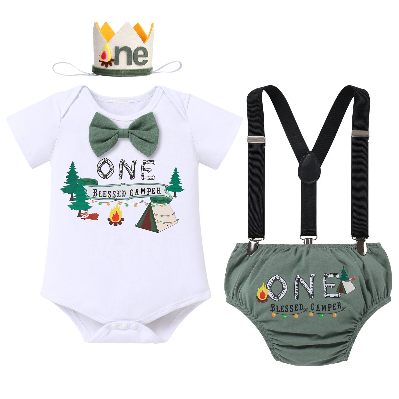Baby Boy Camping Theme First 1st Birthday Cake Smash Outfit One Year