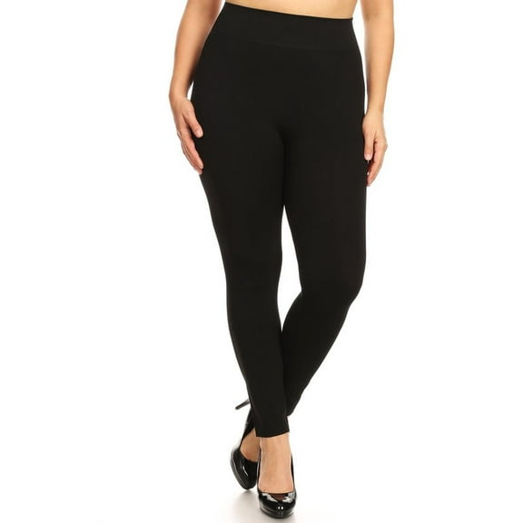 Premium Basic High Waisted Leggings - Plus Size - 1XL 2XL 3XL Black 1XL/2XL