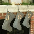 thumbnail image 3 of Gray Farmcloth Quilted Christmas Stocking with Personalized Letter Charm by Marilee Home, 3 of 8