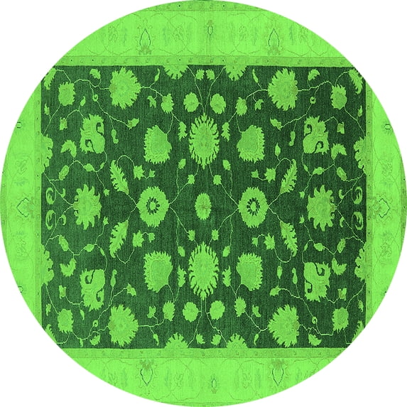 Ahgly Company Indoor Round Oriental Green Industrial Area Rugs, 3' Round