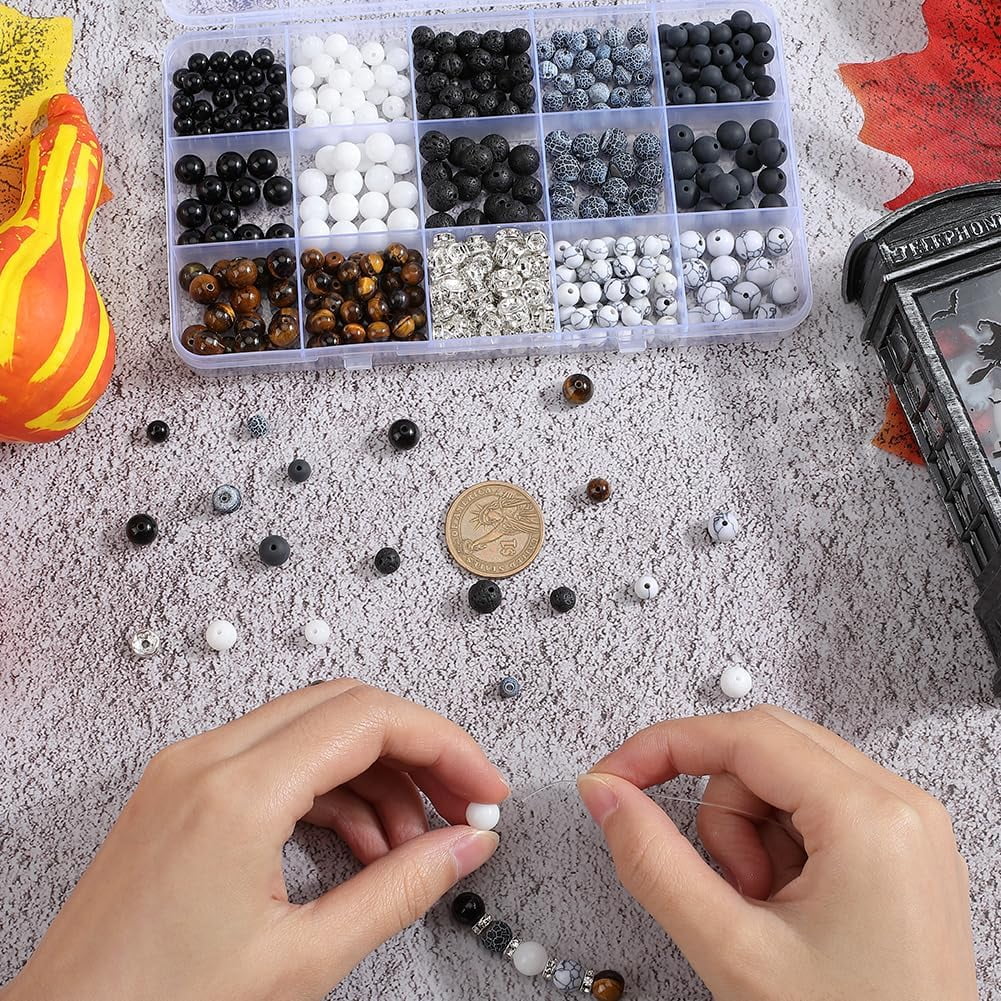 1 Box 6mm 8mm Natural Stone Beads Black Obsidian Beads Bulk Round Genuine Real Smooth Tiger Eye White Jade Gemstones Loose Spacer Bead