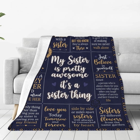 Sister Throw Blanket, Dear Sis Gift for Sister, Birthday Christmas Mother’s Day Present, Cozy Blanket for Women 50x40