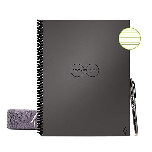 Cuaderno inteligente Rocketbook: Rayas, 1 Pilot Frixion y 1 paño - Gris, tamaño carta (8,5 x 11)