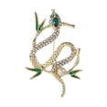thumbnail image 1 of Broche con forma de serpiente con diseño de perlas y hojas de bambú verde, 1 of 3