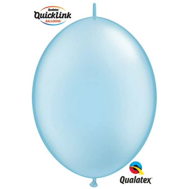 Qualatex Pearlized Quick Link 12" Latex Balloons, Light Blue, 50 CT