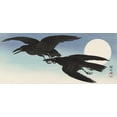thumbnail image 2 of Koson, Ohara 18x10 Gold Ornate Wood Framed with Double Matting Museum Art Print Titled - Crows at full moon, 2 of 4