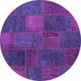 thumbnail image 1 of Ahgly Company Indoor Round Patchwork Purple Transitional Area Rugs, 4' Round, 1 of 4