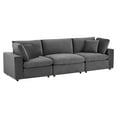 thumbnail image 2 of Modway Commix Down Filled Overstuffed Performance Velvet 3-Seater Sofa in Gray, 2 of 10
