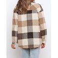 thumbnail image 2 of Chaqueta de cuadros para mujer, abrigo de manga larga, chaqueta de franela, blusa camisera, 2 of 3