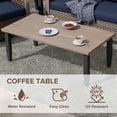 thumbnail image 6 of COOS BAY 6 Piece Brown Wicker Patio Sofa Set Outdoor Rattan Furniture Conversation Set 3-Seat Sofa, Swivel Glider Chairs and Ottomans with Blue Cushions, Wood Grain Top Coffee Table, 6 of 8