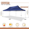 thumbnail image 6 of Hoteel 10x20 Pop up Canopy Gazebo,Outdoor Canopy Tent with 6 Removable Sidewalls,Easy up Sun Shade UV Blocking Waterproof Outdoor Tent for Backyard,Parties,Wedding,Birthday,BBQ,Blue, 6 of 10