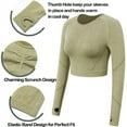 thumbnail image 3 of FITVALEN Women Seamless Long Sleeve Workout Yoga Crop Top Sport Fitness Top Shirts with Thumb Hole, 3 of 7
