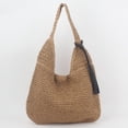 thumbnail image 1 of Nvzi Bolso de hombro tejido, bolso de mano tejido y bolso de cosméticos, bolsos de mano tejidos elegantes para playa de verano 15,74 x 0,78 x 12,59 pulgadas, color caqui, 1 of 4