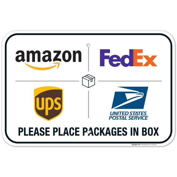 Package Delivery Sign, Delivery Instructions FedEx Amazon Ups USPS Sign, 12x18 Aluminum