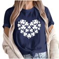 thumbnail image 1 of Camiseta de Manga Corta de Cuello Redondo Impresa de Primavera Superior de las Mujeres, Mezcla Ligera de Poliéster para Uso Diario Y de Fiesta Casual, 1 of 1