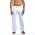 thumbnail image 2 of Hfyihgf Men's Ice Silk Yoga Sweatpants Exercise Pants Open Bottom Athletic Lounge Pants Drawstring Low Rise Sleepwear Trousers(White,M), 2 of 9