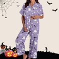 thumbnail image 2 of BOOMNY Halloween Womens Pajama Sets Hallowmas 2 Peice Pjs Set for Women Funny Pumpkin Skeleton Graphic Short Sleeve Sleepwear Tops Shorts Cozy Nightwear Loungewear, 2 of 7